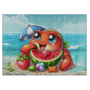 Schattigee strand watermeloen krab snijplank