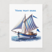 Schattigee strand zeilboot tekst toevoegen briefkaart (Voorkant)