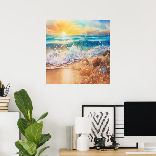 Schattigee strand zonsopgang liefhebbers poster