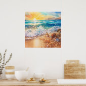 Schattigee strand zonsopgang liefhebbers poster (Keuken)