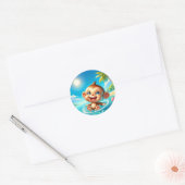 Schattigee strandaapliefhebbers ronde sticker (Envelop)