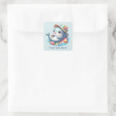 Schattigee stranddolfijn Tekst toevoegen Vierkante Sticker (Tas)