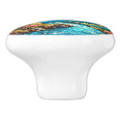 Schattigee stranddolfijnliefhebbers keramische knop (Zijkant)