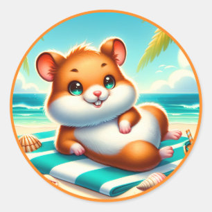 Schattigee strandhamsterliefhebbers ronde sticker
