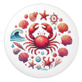 Schattigee strandhuiskrab keramische knop (Voorkant)