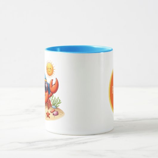 Schattigee strandhuiskrab Voeg monogram toe Mok (Midden)