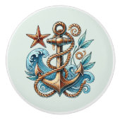 Schattigee strandhuisschepen voor anker keramische knop (Voorkant)