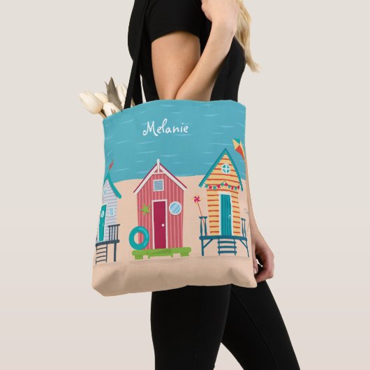 Schattigee strandhutten zomervakantie gepersonalis tote bag (Dichtbij)