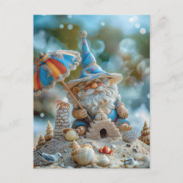 Schattigee strandkabouter met een paraplu briefkaart