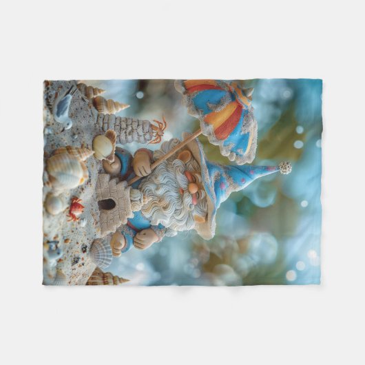 Schattigee strandkabouter met een paraplu fleece deken (Voorkant (Horizontaal))