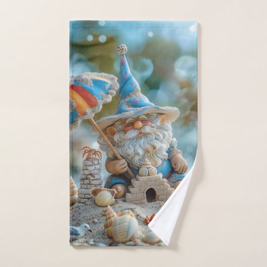 Schattigee strandkabouter met een paraplu handdoek (Handdoek)