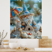 Schattigee strandkabouter met een paraplu poster (Keuken)