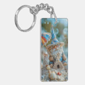 Schattigee strandkabouter met een paraplu sleutelhanger (Voorkant Links)