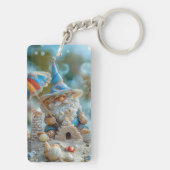 Schattigee strandkabouter met een paraplu sleutelhanger (achterkant)