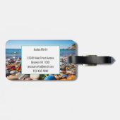 Schattigee strandkiezels bagagelabel (Achterkant horizontaal)