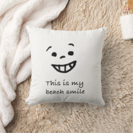 Schattigee strandliefhebber Smile Doodle Face Text Kussen