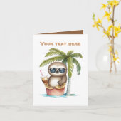 Schattigee strandluiaard tekst toevoegen kaart (Gele Bloem)