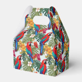 Schattigee strandpapegaaien tropisch motief bedankdoosjes (Achterkant)