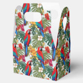 Schattigee strandpapegaaien tropisch motief bedankdoosjes (Geopend)