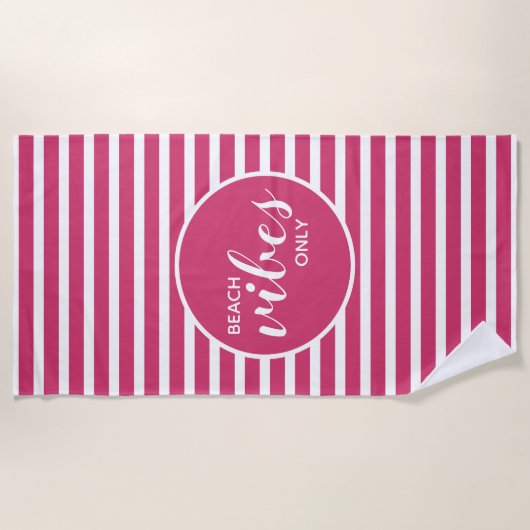 Schattigee strandvibes Alleen roze wit gestreept M Strandlaken (Voorkant)