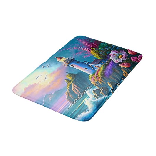 Schattigee strandvuurtorenliefhebbers badmat (Gekanteld)