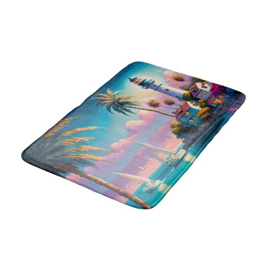 Schattigee strandvuurtorenliefhebbers badmat (Gekanteld)