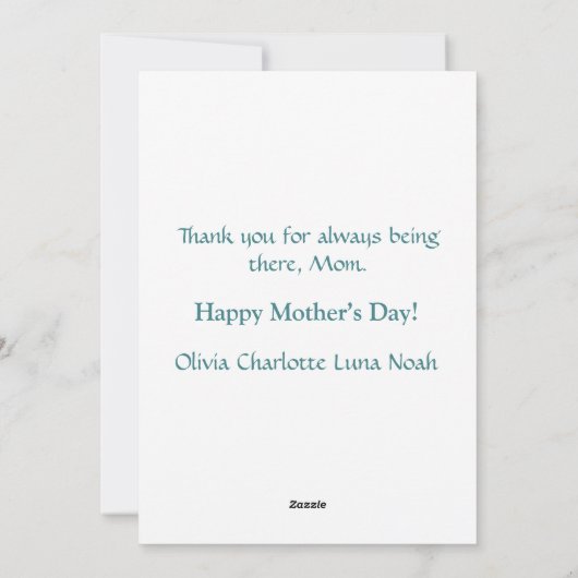 Schattigee strandwandeling met mam Moederdag Water Feestdagenkaart (Achterkant)