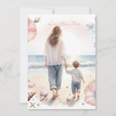 Schattigee strandwandeling met mam Waterverf Moede Feestdagenkaart (Voorkant)