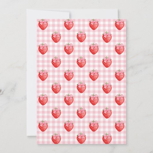 Schattigee Strawberry 1e Verjaardag Fotouitnodigin Kaart (Achterkant)