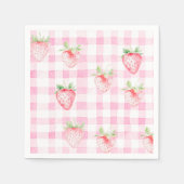 Schattigee Strawberry Berry Pink Gingham Verjaarda Servet (Voorkant)