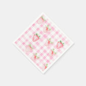 Schattigee Strawberry Berry Pink Gingham Verjaarda Servet (Hoek)