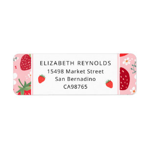 Schattigee Strawberry & Blossom Retour Adreslabels Etiket