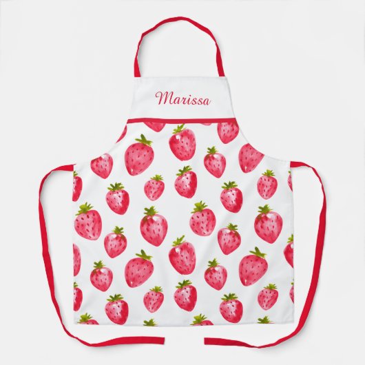 Schattigee Strawberry Custom Name Schort (Voorkant)