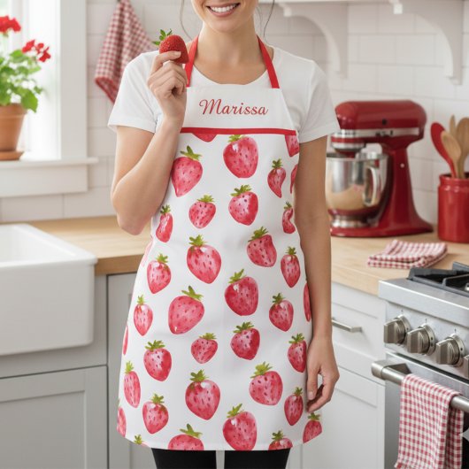 Schattigee Strawberry Custom Name Schort
