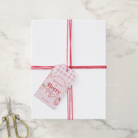 Schattigee Strawberry Daisy Berry Eerste Foto Verj Cadeaulabel (Met Touw)