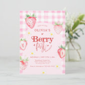 Schattigee Strawberry Daisy Berry Eerste Foto Verj Kaart (Staand voorkant)