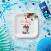 Schattigee Strawberry gepersonaliseerde papieren B Bordje (Feest)