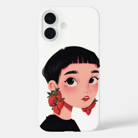 Schattigee Strawberry Girl iPhone Case Kawaii Gift (Achterkant)