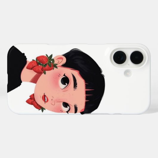 Schattigee Strawberry Girl iPhone Case Kawaii Gift (Achterkant (horizontaal))