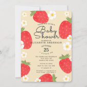 Schattigee Strawberry Girl's Baby shower Uitnodigi Kaart (Voorkant)