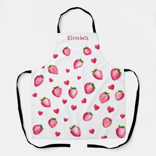 Schattigee Strawberry Hearts Berry Sweet Waterverf Schort (Voorkant)