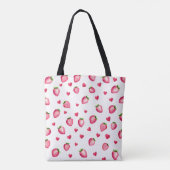 Schattigee Strawberry Hearts Berry Sweet Waterverf Tote Bag (Achterkant)