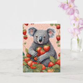 Schattigee Strawberry Koala Beer Verjaardag Kaart