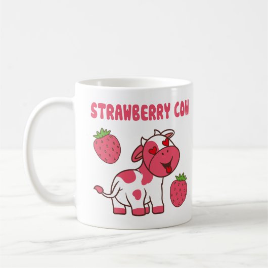 Schattigee Strawberry Koe Print Koffiemok (Links)