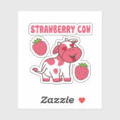 Schattigee Strawberry Koe Print Sticker (Vel)