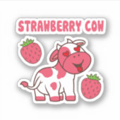 Schattigee Strawberry Koe Print Sticker (Voorkant)