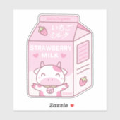 Schattigee Strawberry Milk Kartonnen doos Sticker (Vel)