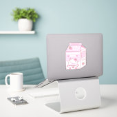 Schattigee Strawberry Milk Kartonnen doos Sticker (Laptop op bureau)