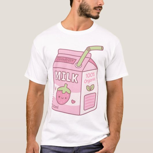 Schattigee Strawberry Milk Kartonnen doos T-shirt (Voorkant)