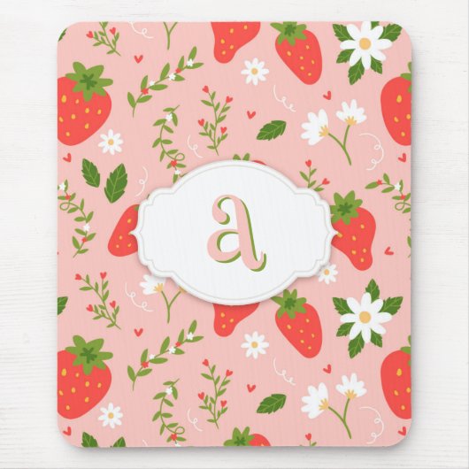 Schattigee Strawberry Pattern Mousepad Muismat (Voorkant)